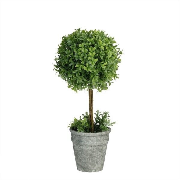 Shop 18" Potted Artificial Round Boxwood Topiary On Sale Overstock